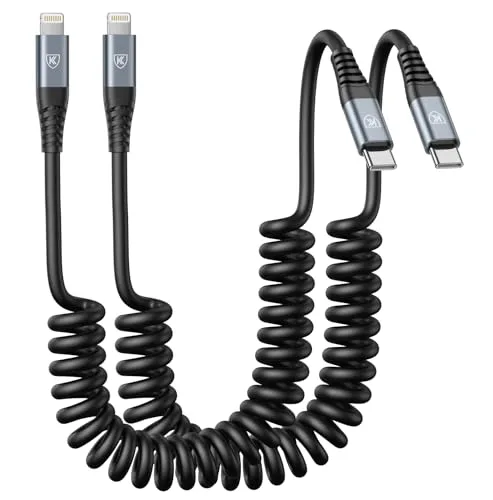 KIYODA Coiled USB-C to Lightning Cable